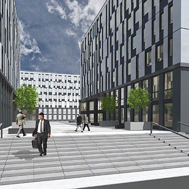 Bracka Office Park, Katowice - schody między budynkami bracka office park katowice schody między budynkami