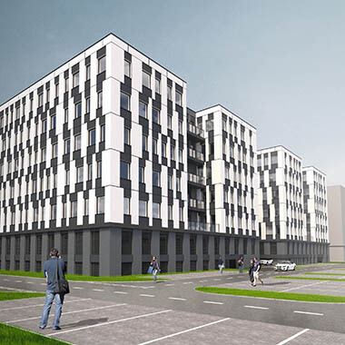 Bracka Office Park, Katowice - wizualizacja z parkingiem bracka office park katowice wizualizacja z parkingiem