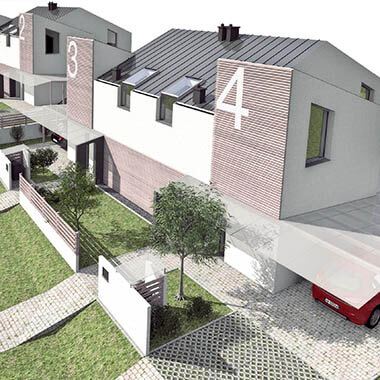 królowej jadwigi kraków wizualizacja dwóch domów bliźniaczych