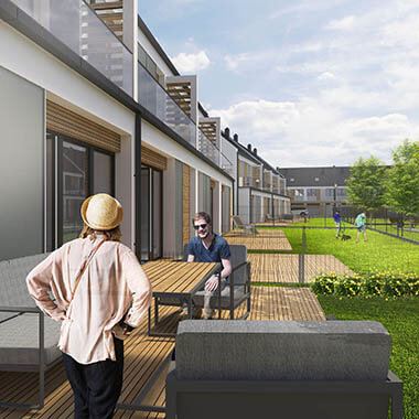 Nowe Zalesie, Katowice - wizualizacja domów szeregowych z ogrodami nowe zalesie katowice wizualizacja domów szeregowych z ogrodami