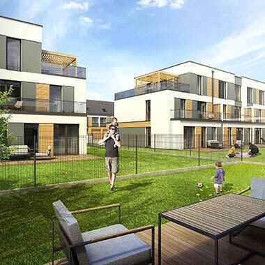 Nowe Zalesie, Katowice - wizualizacja domów z zielonego ogrodu nowe zalesie katowice wizualizacja domów z zielonego ogrodu