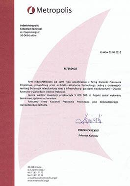 list referencyjny do budynków mieszkalnych metropolis