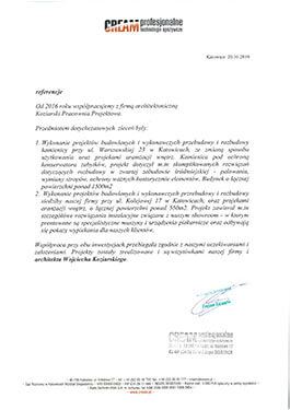 list referencyjny z rewitalizacji cream